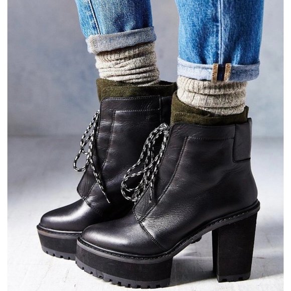 COPY - Shellys London Celee Lace Up Heeled Platform Ankle - Picture 1 of 12